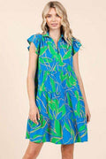 Mittoshop Leaf Print Ruffle Sleeve Tiered Mini Dress - Hovatok