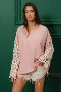 BiBi French Terry Crochet Sleeve Top - Hovatok