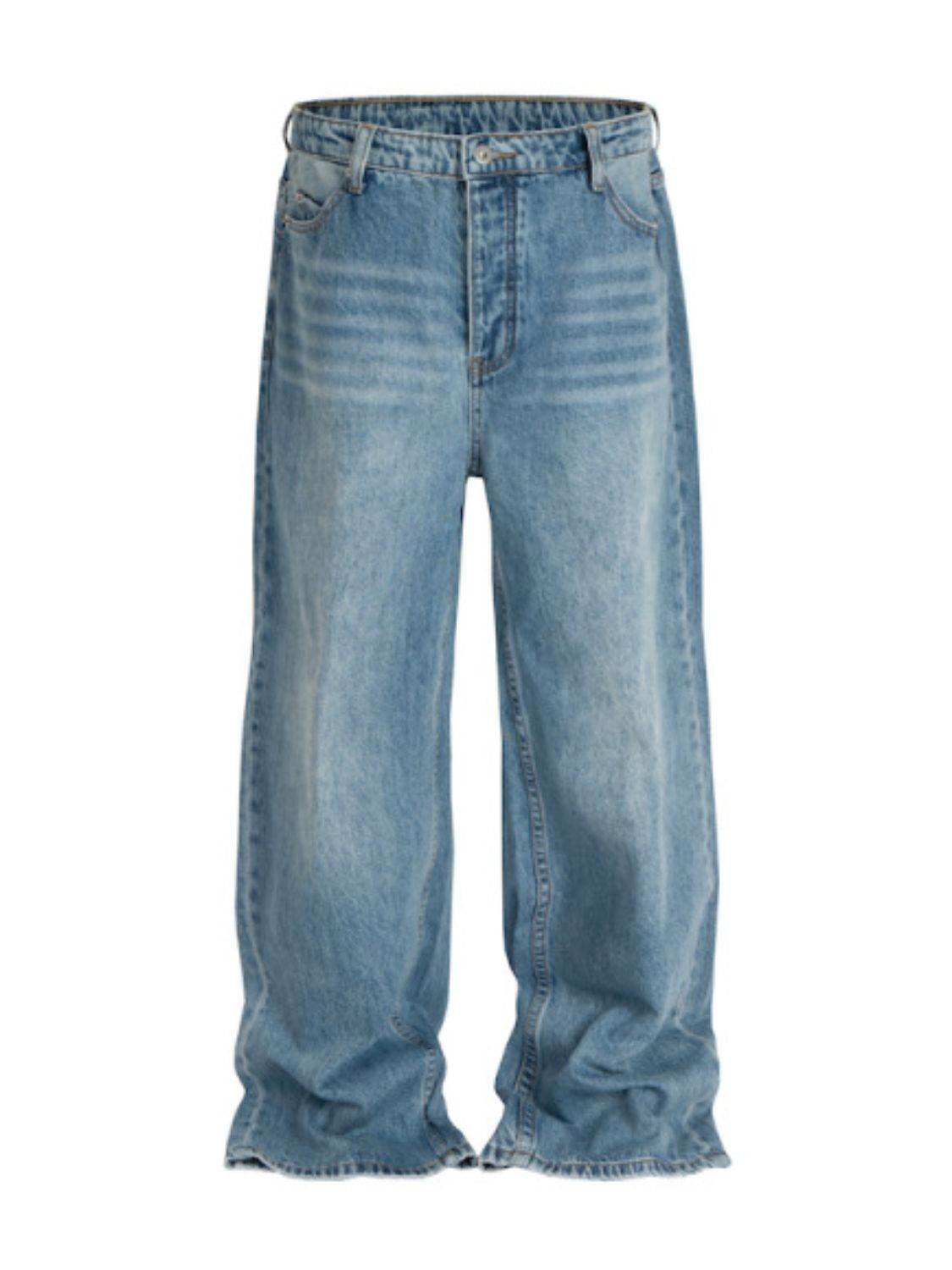 Men's Wide Straight Jeans with Pockets - Hovatok