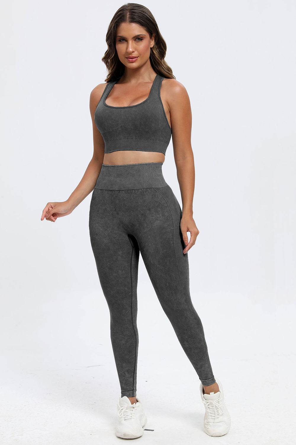 3 Piece Washed Square Neck Wide Strap Active Set - Hovatok
