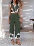Devine Contrast Cropped Vest and Pants Set - Hovatok