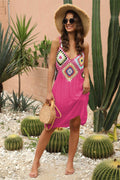 Geometric V-Neck Spaghetti Strap Cover Up Dress - Hovatok