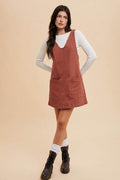 Annie Wear V-Neck Adjustable Strap Denim Overall Dress with Pockets - Hovatok