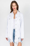 American Bazi Distressed Frayed Hem Denim Jacket - Hovatok