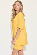 Basic Bae Bamboo Full Size V-Neck Drop Shoulder T-Shirt and Shorts Set - Hovatok