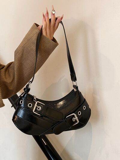 PU Leather Buckle Shoulder Bag - Hovatok
