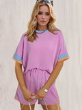 Oh Texture Round Neck Half Sleeve Top and Shorts Set - Hovatok