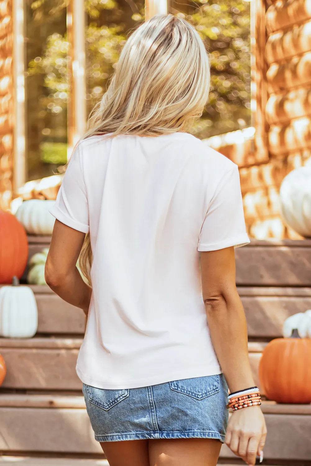 Pumpkin Round Neck Short Sleeve T-Shirt - Hovatok