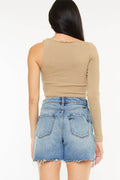 Kancan Full Size Raw Hem High Waist Denim Shorts - Hovatok