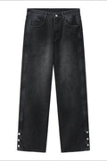 Side Slit Baggy Jeans with Pockets - Hovatok