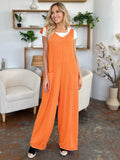 Double Take Full Size Texture Sleeveless Wide Leg Jumpsuit - Hovatok