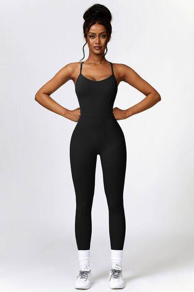 Basic Bae Open Back Spaghetti Strap Active Jumpsuit - Hovatok