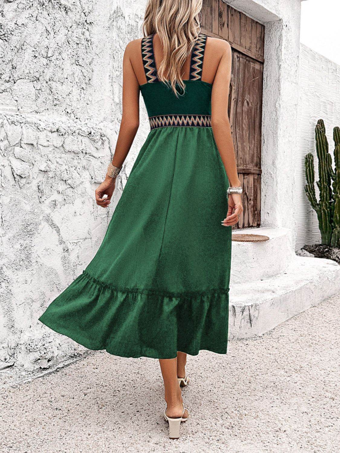 Devine Ruffled Slit Sleeveless Midi Dress - Hovatok