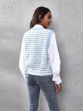 Striped Button Up V-Neck Sweater Vest - Hovatok