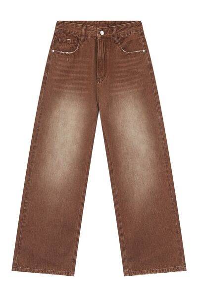 Wide Straight Jeans with Pockets - Hovatok