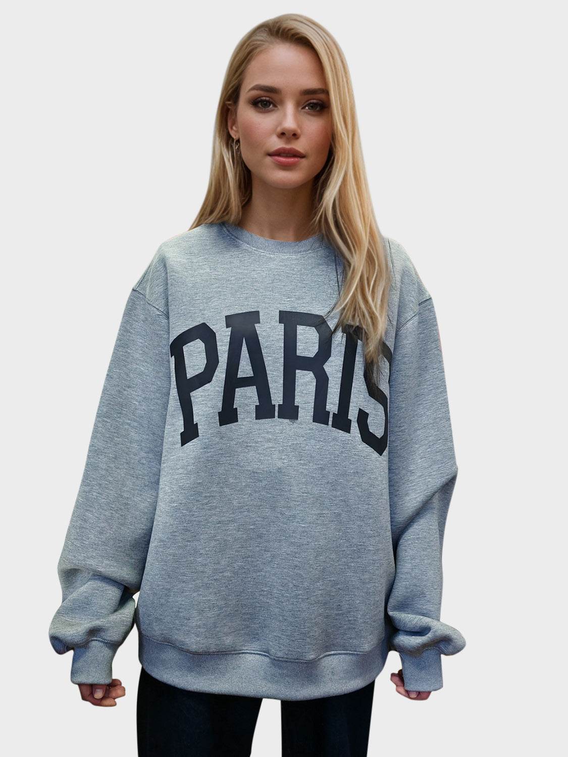 Basic Bae PARIS Round Neck Long Sleeve Air Scuba Sweatshirt - Hovatok