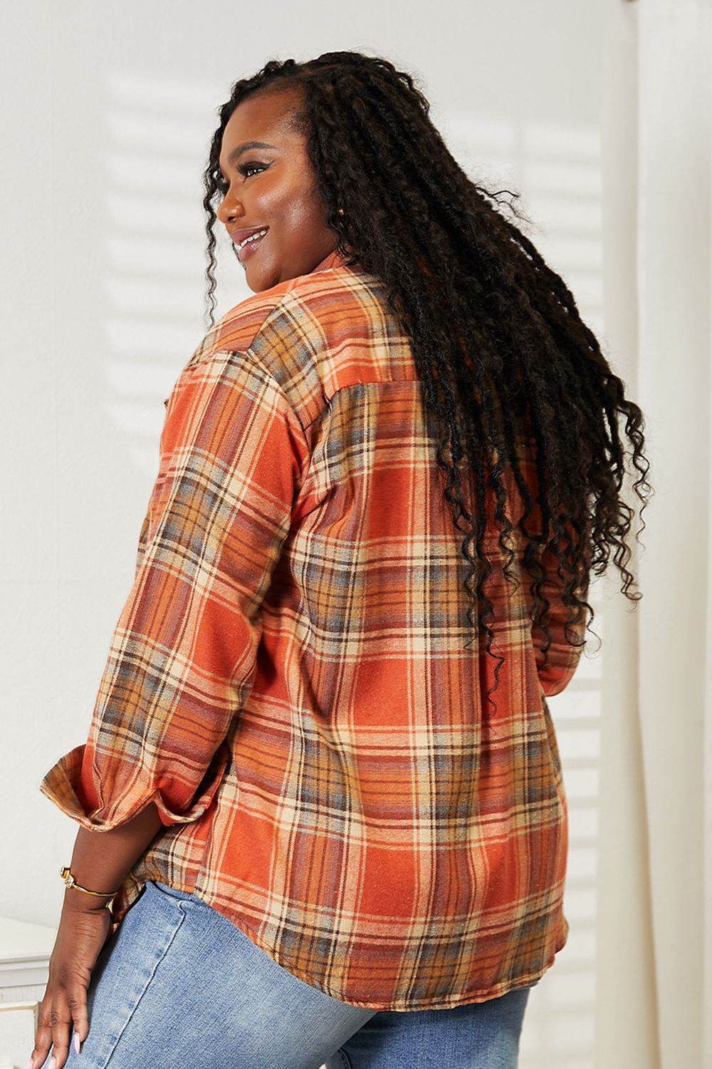 Mandy Plaid Dropped Shoulder Shirt - Hovatok