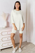 Basic Bae Full Size Soft Rayon Three-Quarter Sleeve Top and Shorts Set - Hovatok