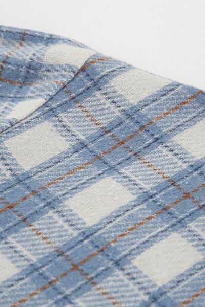 Plaid Button Up Long Sleeve Jacket - Hovatok