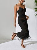 Openwork Scoop Neck Cover-Up Dress - Hovatok