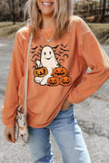 Jack-O'-Lantern Round Neck Long Sleeve Sweatshirt - Hovatok
