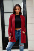 Basic Bae Full Size Open Front Long Sleeve Cardigan with Pockets - Hovatok