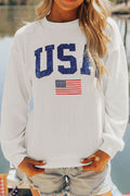 US Flag Corded Long Sleeve Sweatshirt - Hovatok
