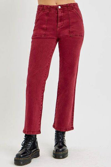 RISEN Full Size High Rise Straight Jeans with Patch Pockets - Hovatok