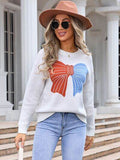 Angel Wings Bow Round Neck Dropped Shoulder Sweater - Hovatok