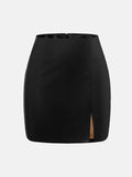 Slit Mini Skirt with Zipper - Hovatok