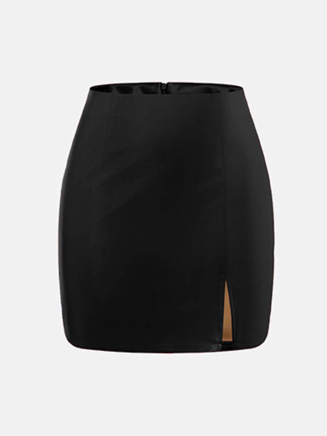 Slit Mini Skirt with Zipper - Hovatok