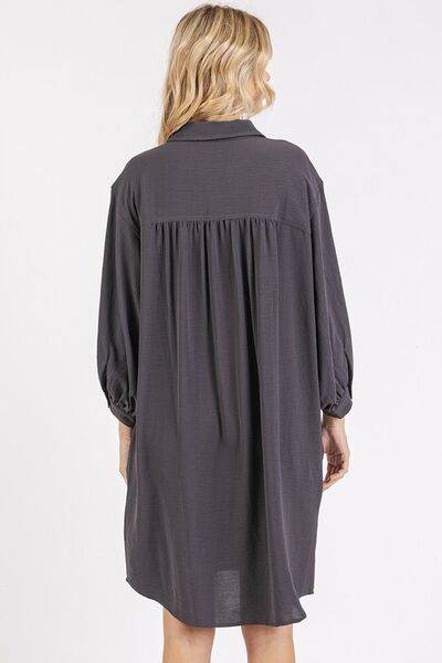 Mittoshop Airflow 3/4 Sleeve Buttoned Shirt Mini Dress - Hovatok