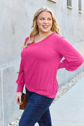 Basic Bae Full Size V-Neck Lantern Sleeve Top - Hovatok