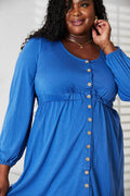 Double Take Scoop Neck Empire Waist Long Sleeve Magic Dress - Hovatok