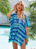 Angel Wings Tassel Openwork Striped V-Neck Cover Up - Hovatok