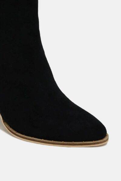 Beast Fashion Suede Point Toe Ankle Booties - Hovatok