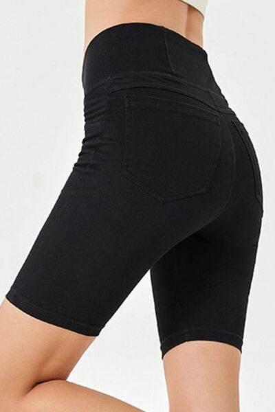 Basic Bae Asymmetrical Waist Denim Shorts with Pockets - Hovatok