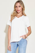 Basic Bae Bamboo Full Size V-Neck High-Low T-Shirt - Hovatok