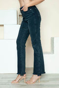 Judy Blue Full Size Button Fly Hem Destroy Straight Jeans - Hovatok