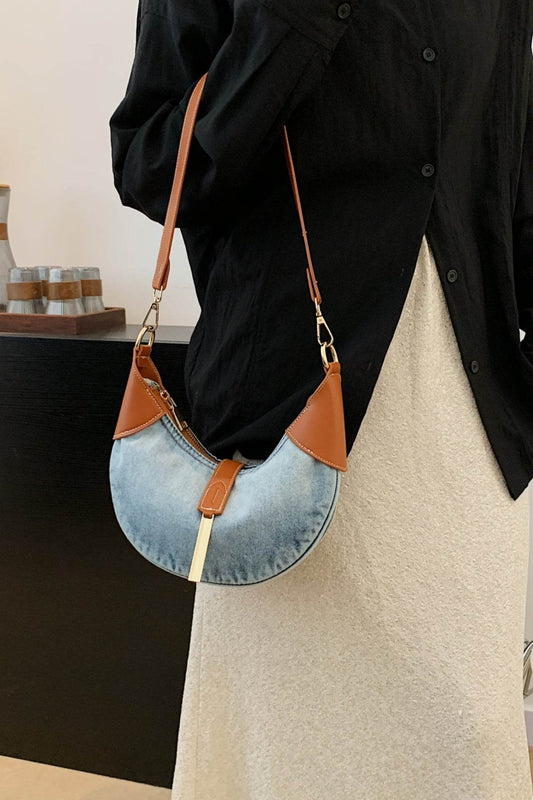 Contrast Denim Shoulder Bag - Hovatok