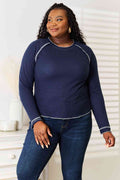 Basic Bae Long Raglan Sleeve Round Neck Top - Hovatok