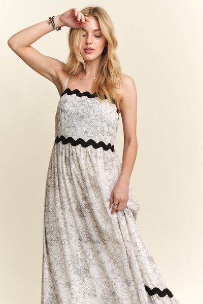 ADORA Floral Adjustable Strap Maxi Cami Dress - Hovatok