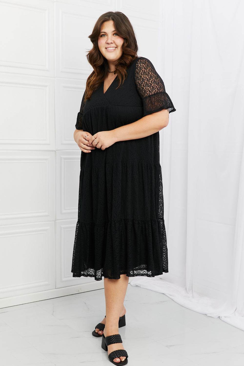 P & Rose Lovely Lace Full Size Tiered Dress - Hovatok