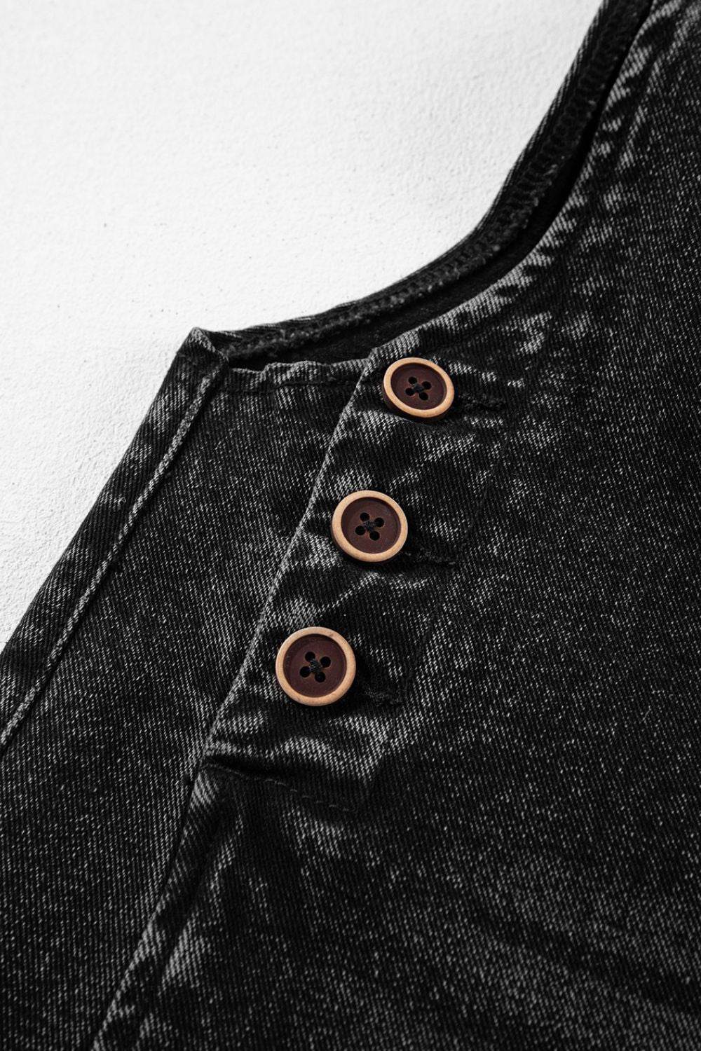 Distressed Wide Strap Denim Overalls - Hovatok