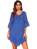 Backless Cutout Three-Quarter Sleeve Cover Up - Hovatok