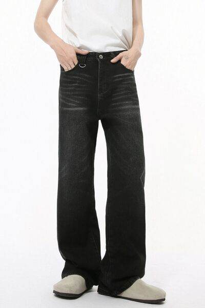 Wide Straight Jeans with Pockets - Hovatok