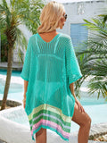 Slit Openwork V-Neck Half Sleeve Cover-Up - Hovatok