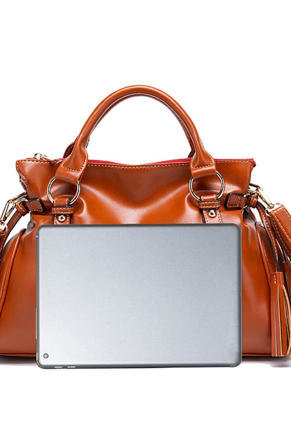 PU Leather Handbag with Tassels - Hovatok