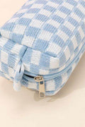Zenana Checkered Pattern Knitted Cosmetic Pouch - Hovatok