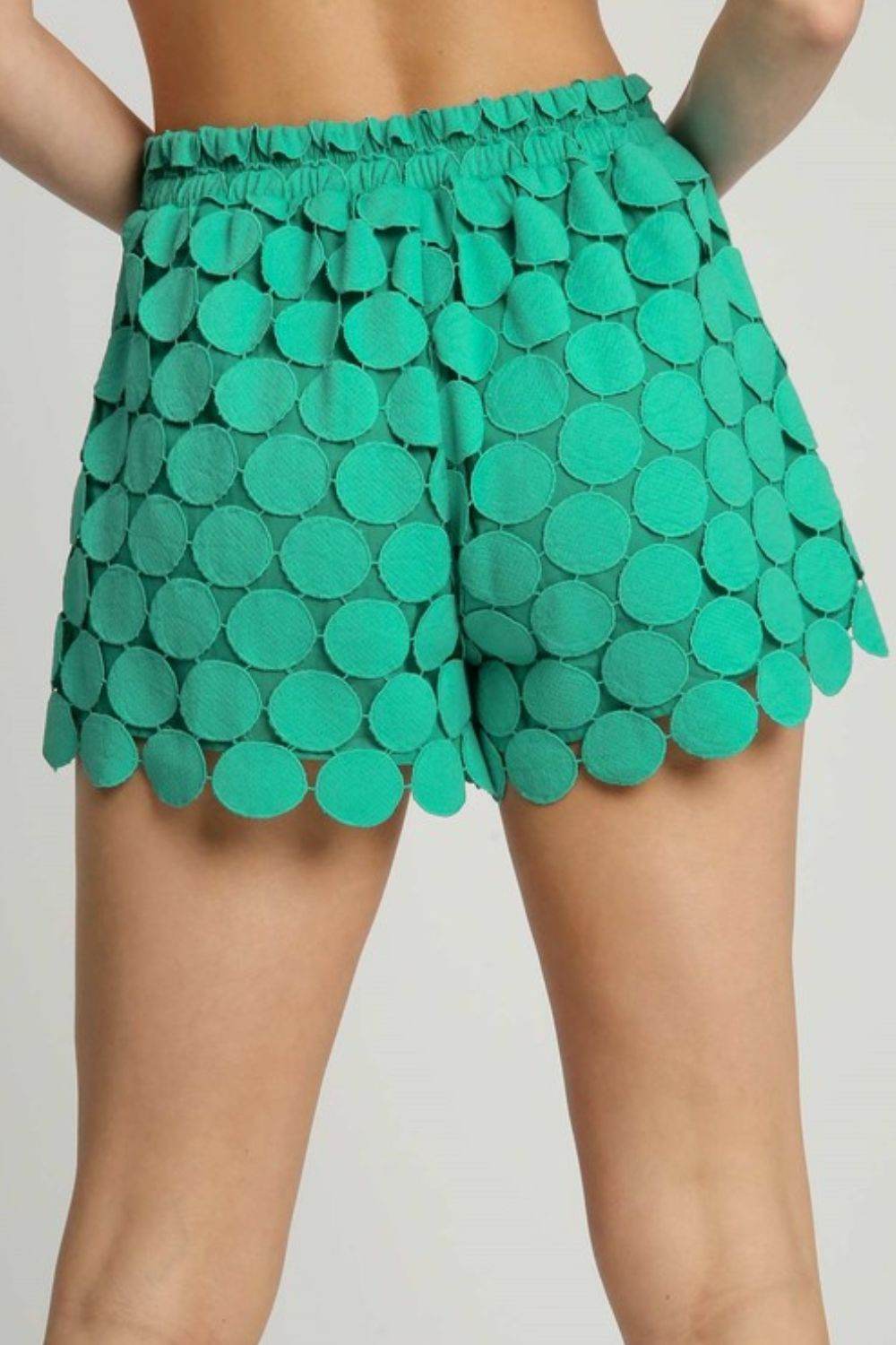 Umgee Full Size Polka Dot Lace Shorts Plus Size - Hovatok
